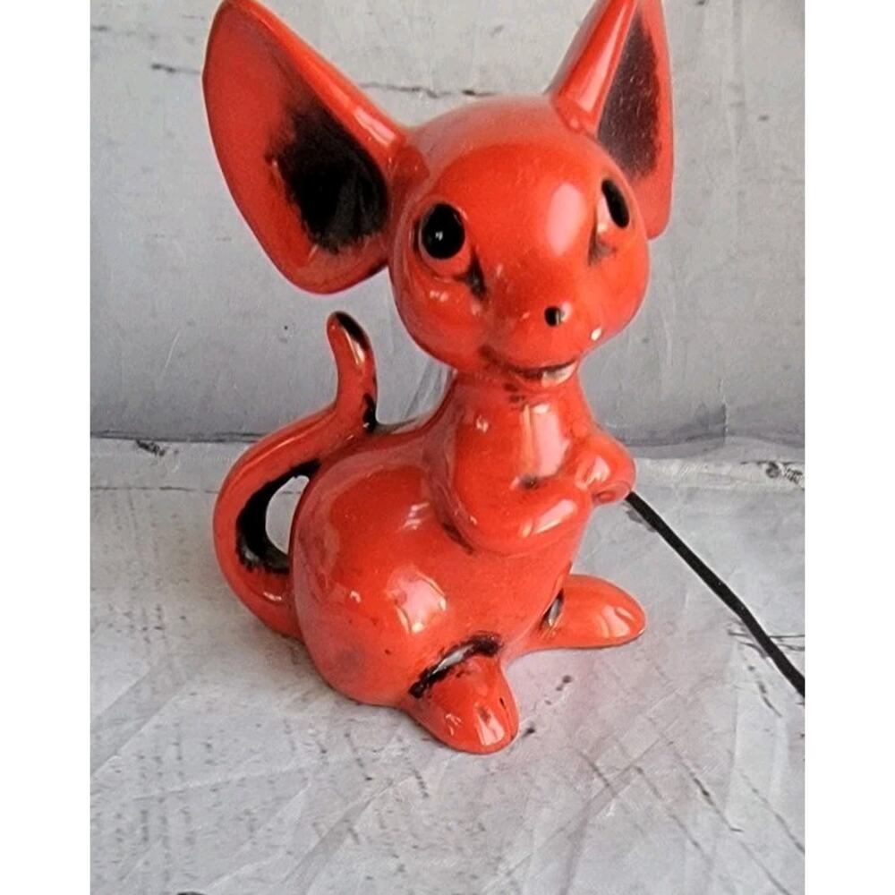 vintage Red Ceramic Mouse parma by aai Japan 3.5in Tall big ears mouse